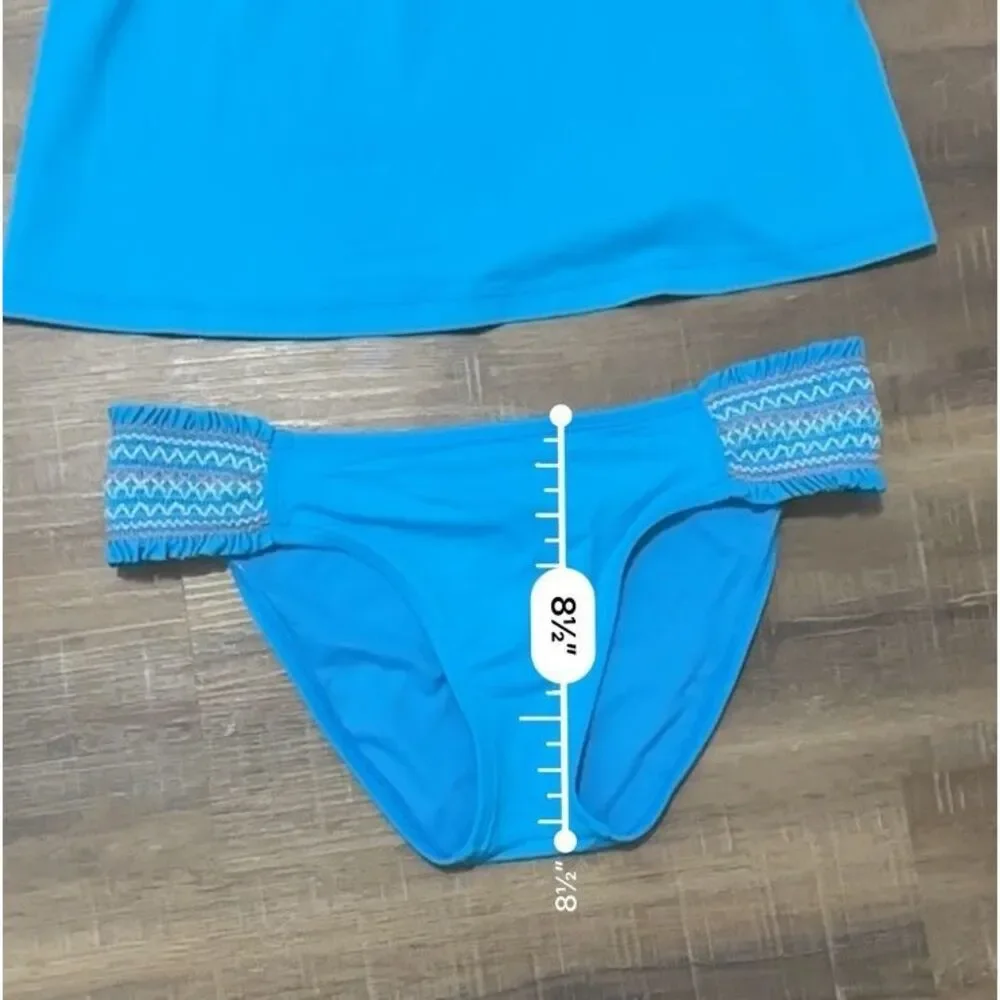 Lucky Brand Womens 2 Piece‎ Bandeau Blue Small /med Babydoll Y2K Swimsuit Ruffle